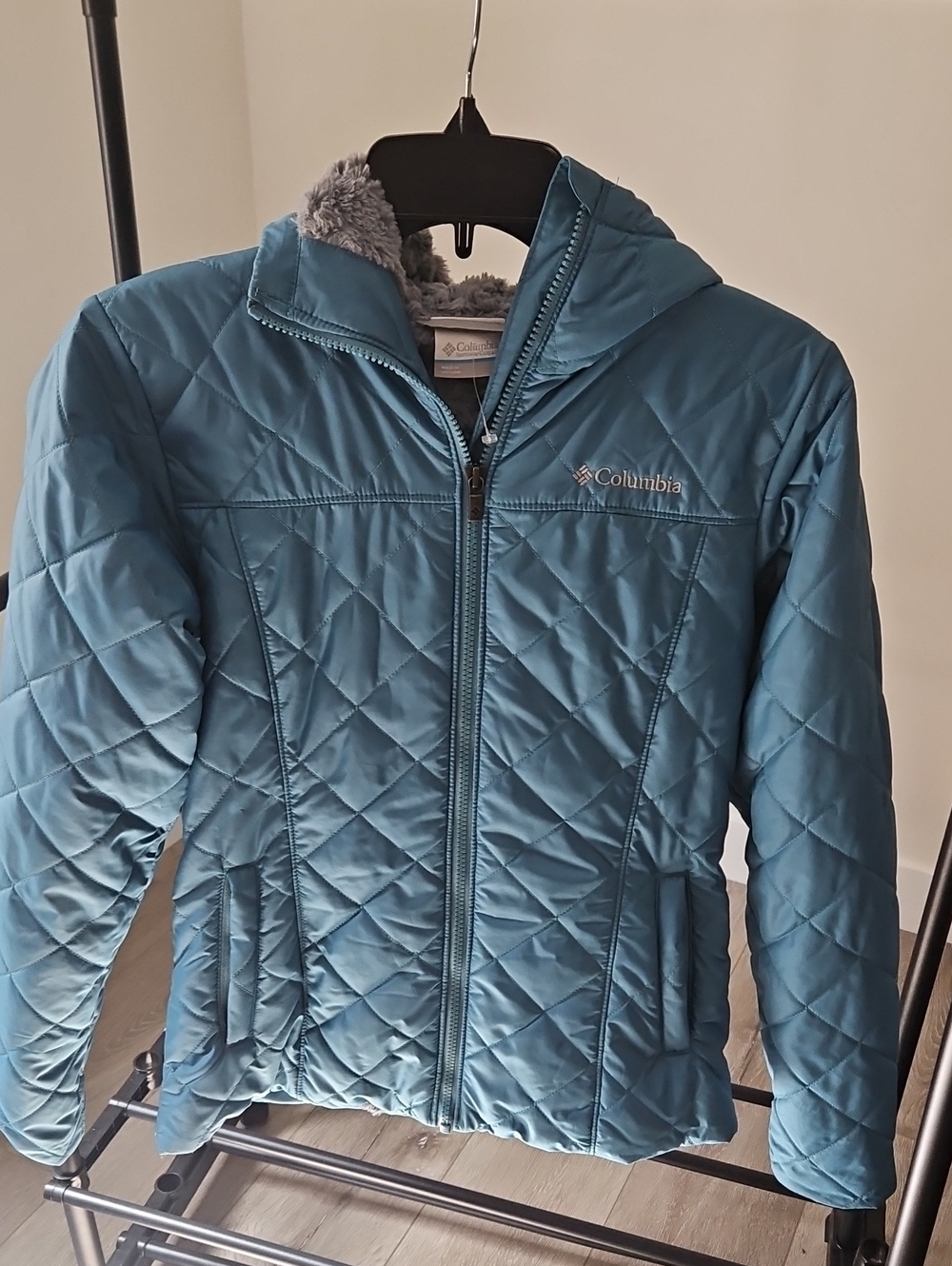 Columbia Women Teal Quilted Hooded Puffer Jacket